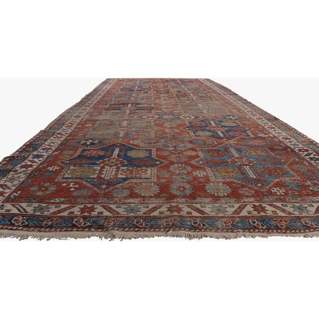 Antique Circa 1890 Red Lightly Distressed Caucasian Shirvan Hand Woven Rug 5'3 X 10' For Sale - Image 9 of 12