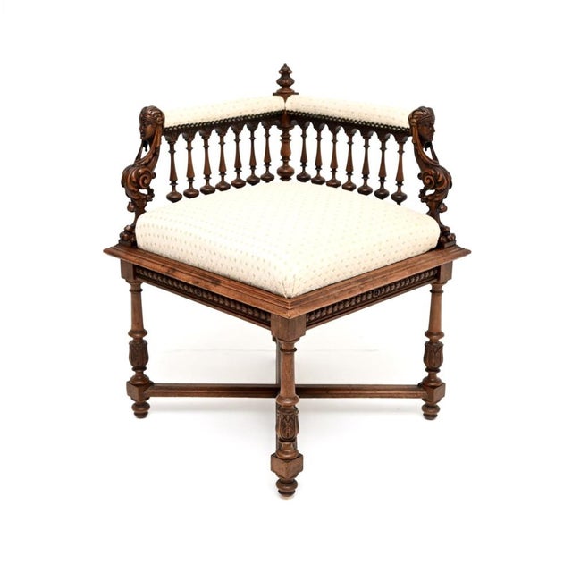 Antique Victorian Carved Walnut Corner Chair, 1860 For Sale - Image 11 of 11