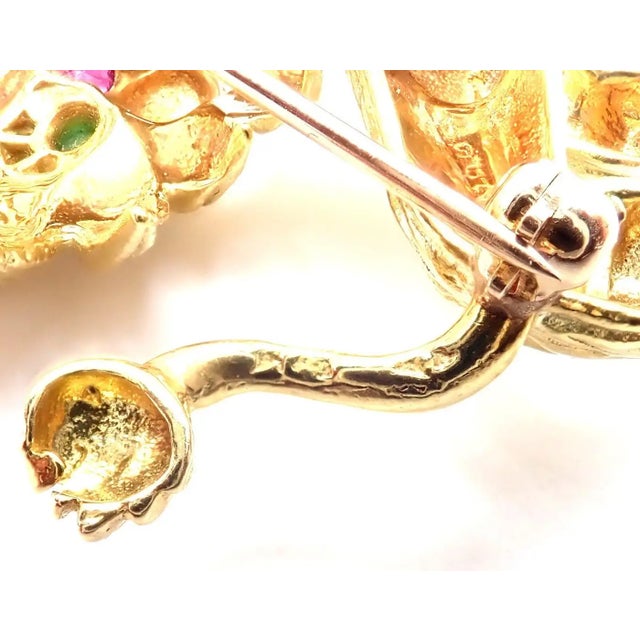 1960s Vintage Cartier Whimsical Dragon Lion Diamond Ruby Emerald Pin Brooch For Sale - Image 9 of 12