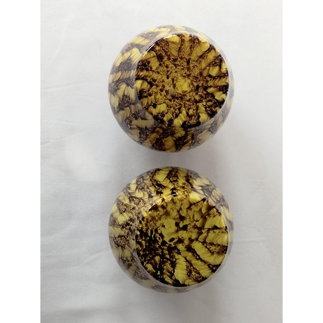 Pair Vintage 30s/40s Czech Spatter Glass Franz Welz Posy Vases For Sale In Houston - Image 6 of 6