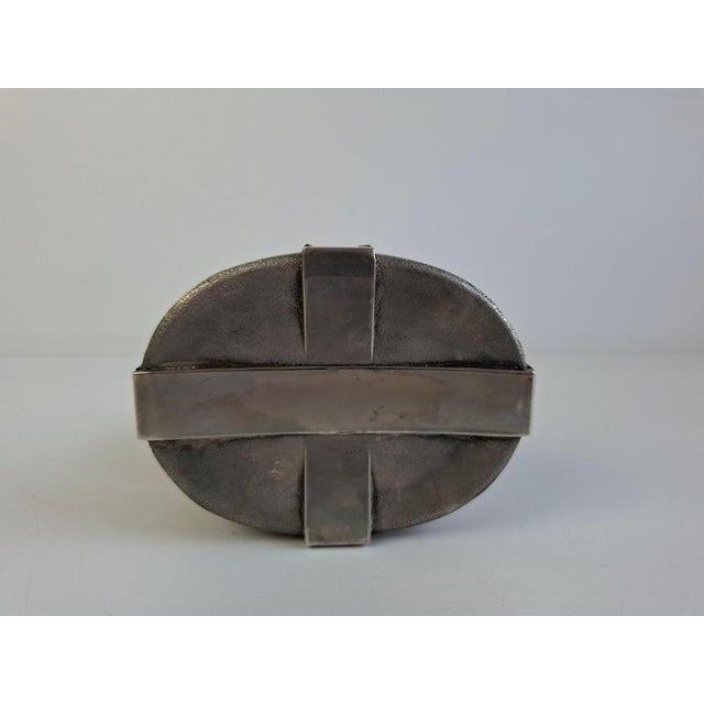 Vintage Silver Tone Geometric Jewelry Box with Gold Bow, 1980 For Sale - Image 11 of 18