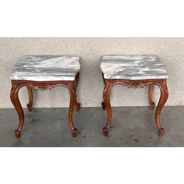 Early 20th Century Louis XV Style Set of Two Coffee Table with Marble-Top For Sale - Image 18 of 18