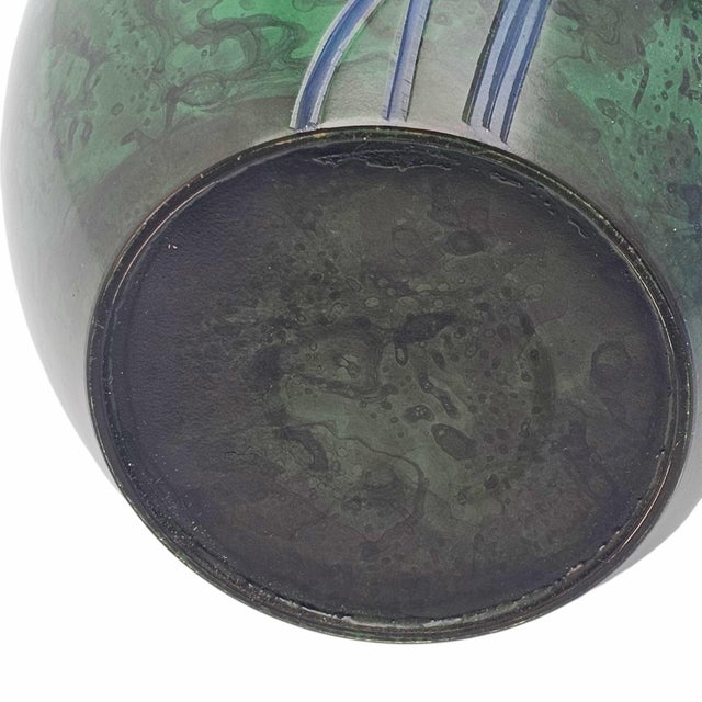 Mid Century Japanese Takaoka Bronze Vase With Mixed Metal Lily Inlay 9.75” For Sale - Image 12 of 12