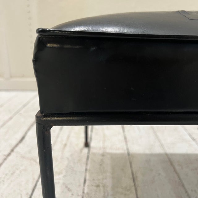 Paul McCobb Paul McCobb Black Vinyl and Iron Ottoman For Sale - Image 4 of 8