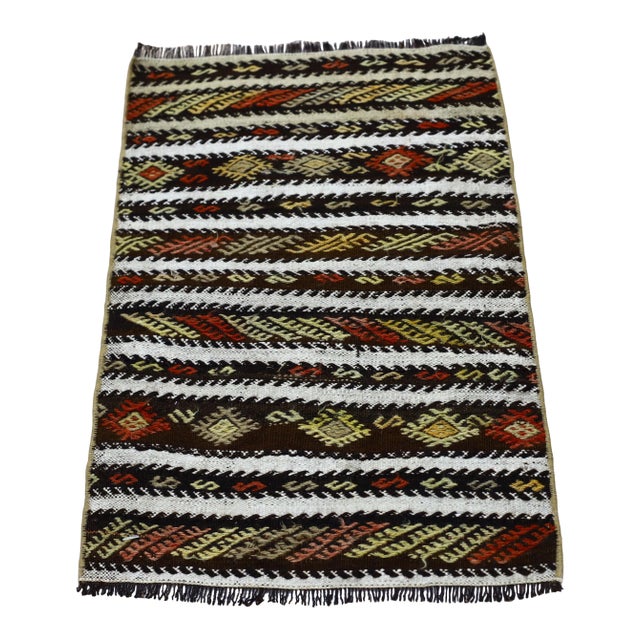 1980s Southwestern Striped Cecim Kilim For Sale