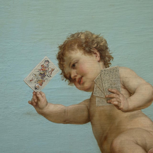 Franz Lefler, Playing Putti, 1800s, Oil Painting For Sale - Image 10 of 12