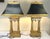 Gold Vintage French Empire Style Bouillotte Lamps With Finials and Shades- A Pair For Sale - Image 8 of 17