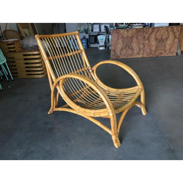 Restored Two-Strand Slope Seat Rattan Chaise Lounge For Sale - Image 4 of 12