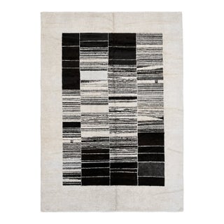 Contemporary Hemp Rug | Reclaimed Fibers Rug With Abstract Design | 9x12 For Sale