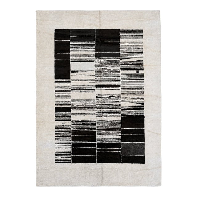 Contemporary Hemp Rug | Reclaimed Fibers Rug With Abstract Design | 9x12 For Sale