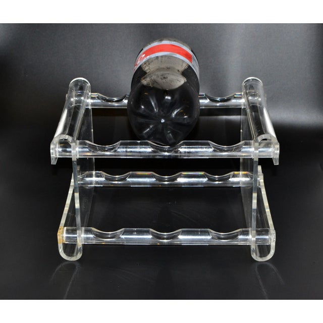 Plastic Mid-Century Modern Six Bottles Lucite Table Top Wine Rack Beverage Stand 70s For Sale - Image 7 of 13