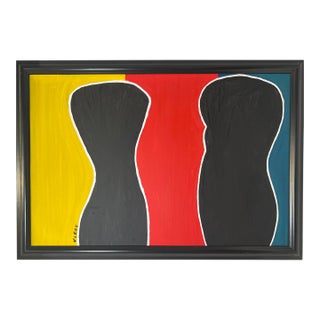 Abstract Colorblock Painting, Signed For Sale