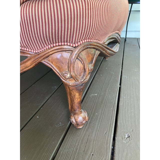 Henredon Upholstered English Arm Carved Base Club Chairs- A Pair For Sale - Image 10 of 17