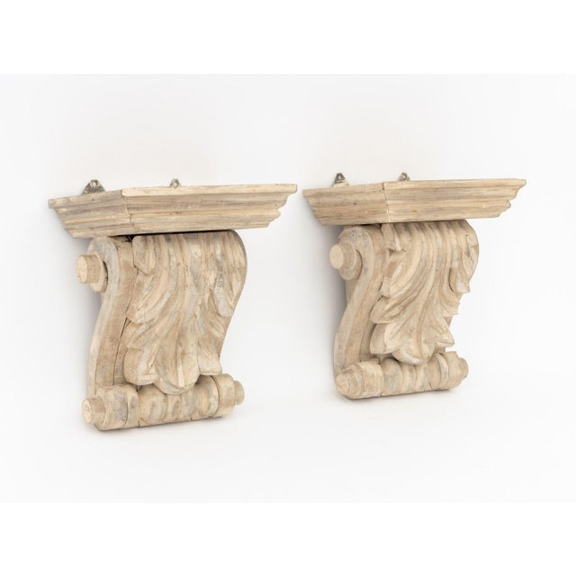 Neoclassical Neoclassical Carved Wood Wall Brackets, Pair For Sale - Image 3 of 8