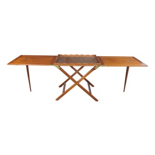 Mid 20th Century Baker Furniture Expandable Party Butler Mahogany Removable Serving Tray Table For Sale