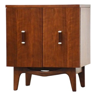 1960s Refinished Mid-Century Walnut Nightstand With Two Drawers For Sale