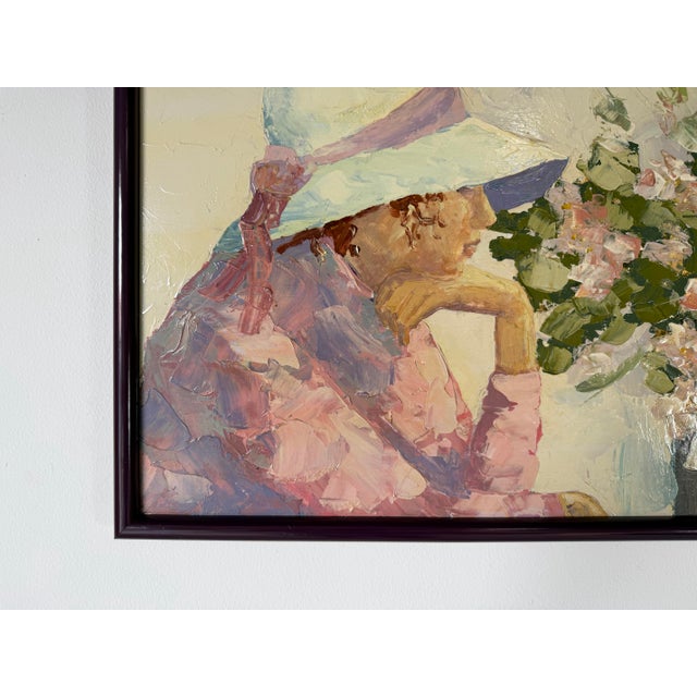 Lavender 1970s Vintage Daydream- Still Life Portrait Oil on Board Painting, Signed Shallow – Framed For Sale - Image 8 of 12