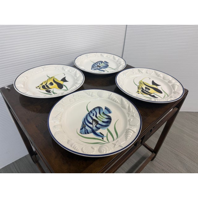 Coastal Este Ceramiche Porcellane for Gump's Fish Plates, Set of Four For Sale - Image 3 of 12