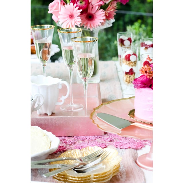 Transparent VIETRI Optical Gold Champagne Glass For Sale - Image 8 of 11