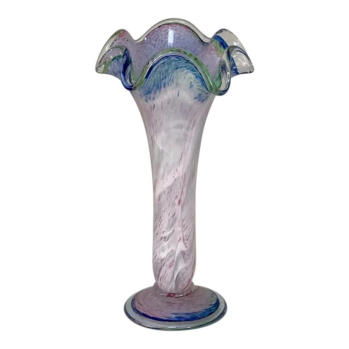 MidCentury Murano Glass Ruffled Top Vase Chairish