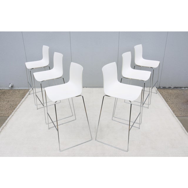Contemporary Lievore Altherr Molina for Arper Stackable Catifa Bar Stools, Set of Six, Italy For Sale - Image 3 of 18