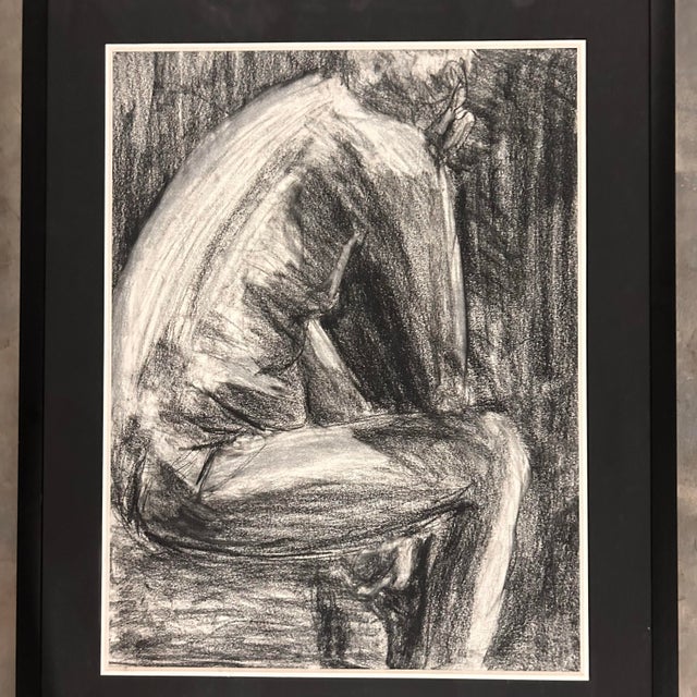 Contemporary Late 20th Century Expressive Charcoal Figure Drawing – Framed For Sale - Image 3 of 8