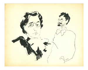 Adolf Reinhold Hallman, Portrait of Goldman, China Ink Drawing, Early 20th Century