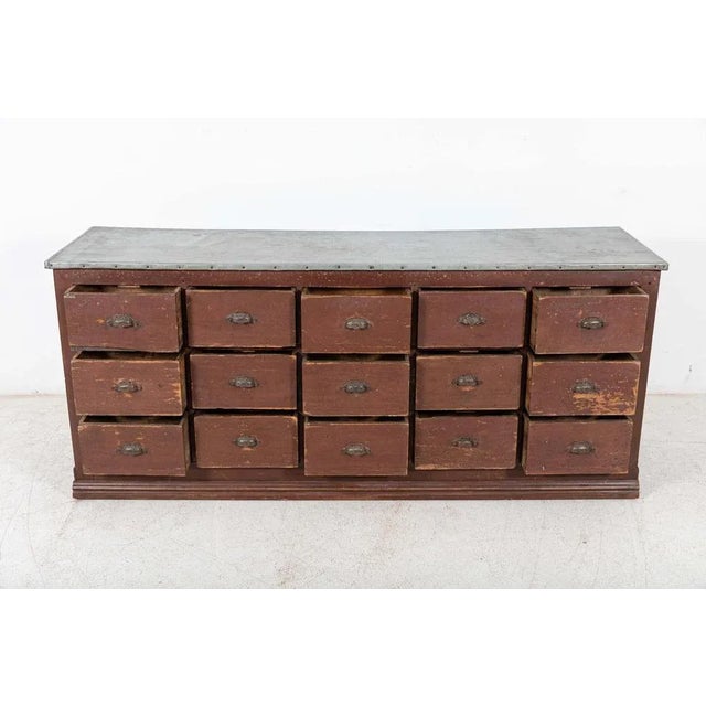 Brown Large 19th Century French Apothecary Counter Cabinet For Sale - Image 8 of 18