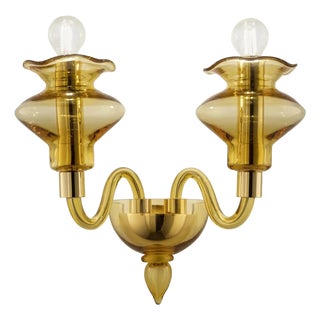 Linear Modern Amber Murano Glass Wall Sconce by Simoeng for Simoeng For Sale