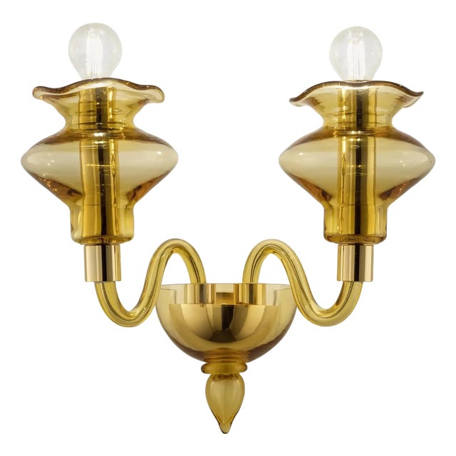 Linear Modern Amber Murano Glass Wall Sconce by Simoeng for Simoeng For Sale