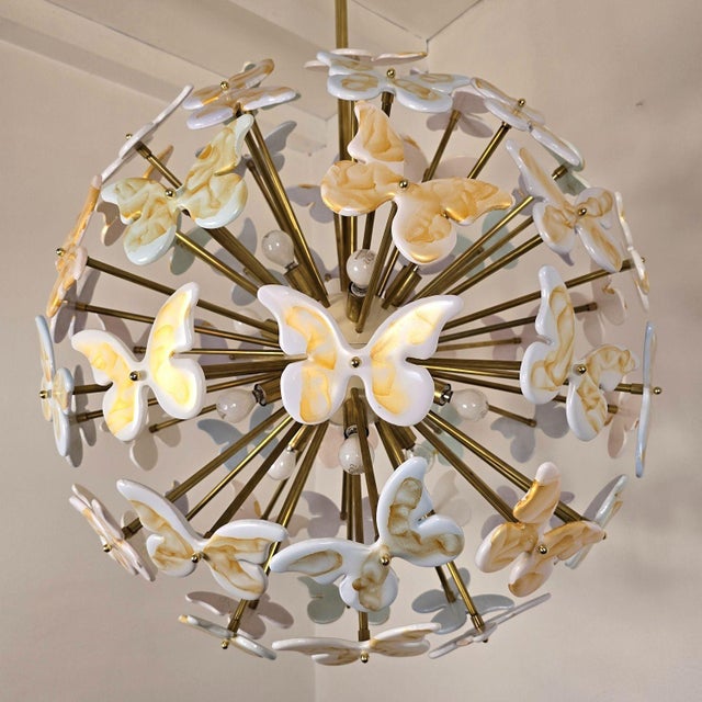1980s 1980s Colored Murano Glass Butterfly Chandelier, Mid Century Modern For Sale - Image 5 of 11