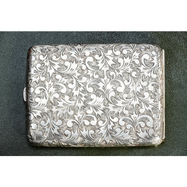 Amazing Ornate Antique Foliate Pattern Sterling Silver Card Cigarette Case For Sale - Image 13 of 13