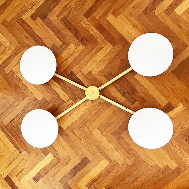 Vintage Brass and Glass Ceiling Light, 1980s For Sale - Image 9 of 9