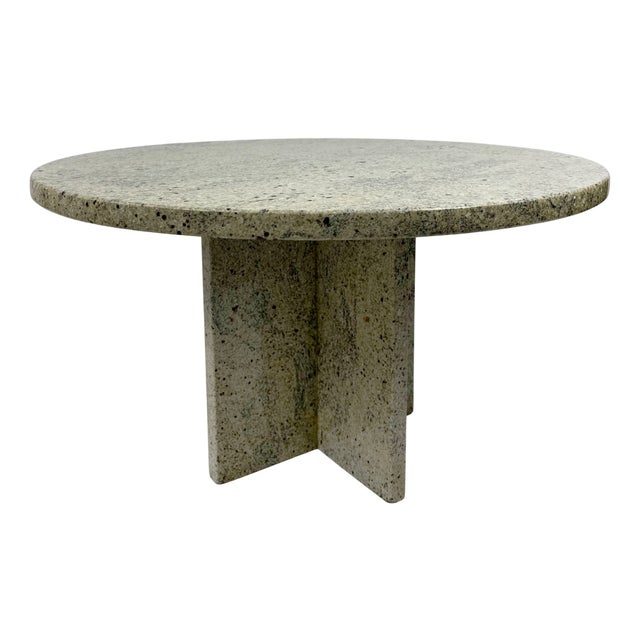 Vintage Round White Granite Coffee Table, 1970s For Sale