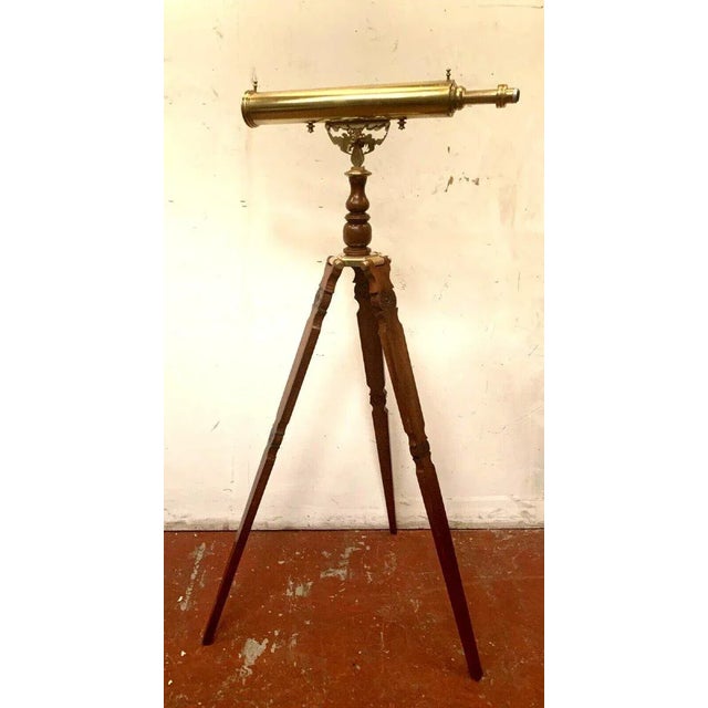 Brass Telescope and Mahogany Stand, 20th Century For Sale - Image 6 of 12