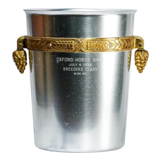 1930s Incredible Art Deco Antique Aluminum Brass Wine Cooler Ice Bucket Grape Design Trophy Presentation Horse Show For Sale