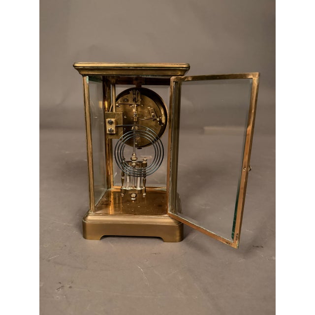 19th Century Late 19th Century French Crystal Regulator Clock With Brass Case, Circa 1890 For Sale - Image 5 of 17