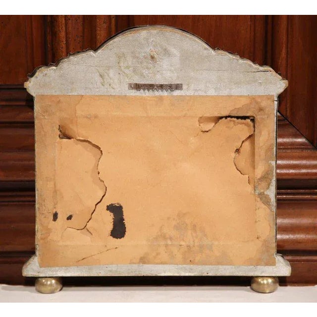 Metal 19th Century French Repoussé Brass Wall Mirror With Cherub Crest For Sale - Image 7 of 7