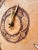 Brown 1960's Hexagon Wood & Tooled Leather Wall Clocks – Working Pair For Sale - Image 8 of 16