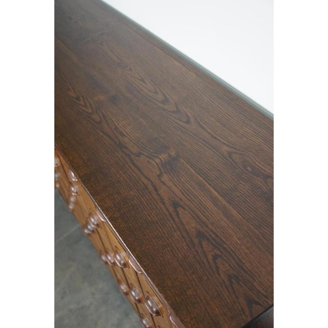 Dutch Industrial Oak Apothecary Cabinet Bank of Drawers, 1940s For Sale - Image 15 of 18