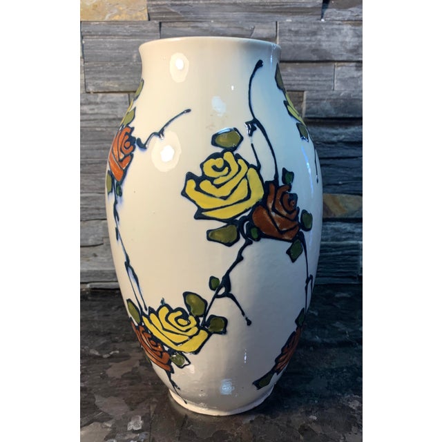DUX Antique Royal Dux White Porcelain Roses Design Vase For Sale - Image 4 of 13