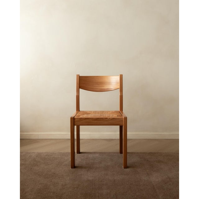 1970s Mid-Century Elm and Rush Dining Chairs by Maison Regain, 1970s, Set of 4 For Sale - Image 5 of 17