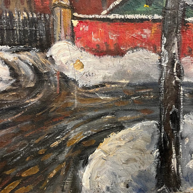 Cleveland Winter Cityscape Painting Signed Halt For Sale In Cleveland - Image 6 of 12