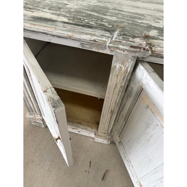 Antique Four-Door Enfilade / Sideboard With Distressed Paint, Circa 1900 For Sale - Image 9 of 12