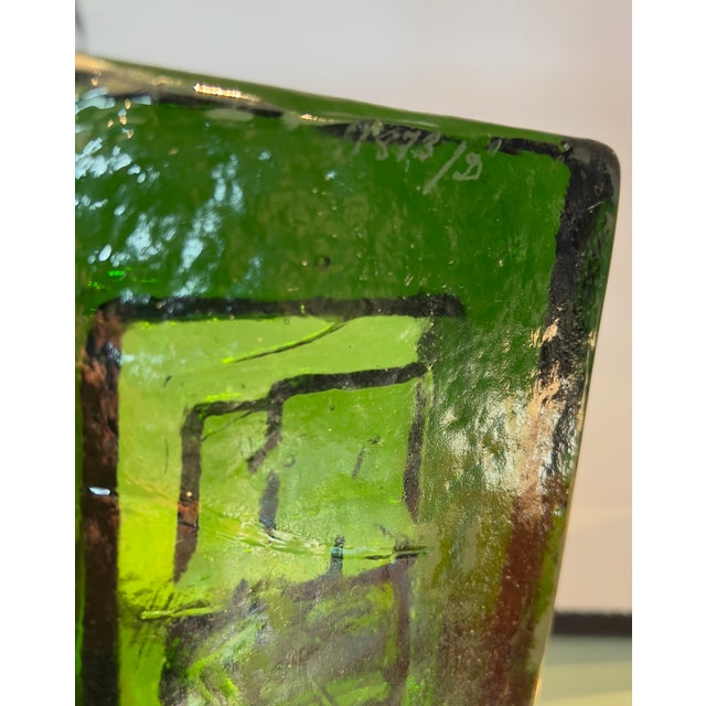 1960s Large Erik Höglund for Boda "Primitive Man Motif" Relief Glass Tray, 1960s Sweden For Sale - Image 5 of 6