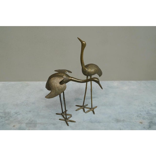 Life-Size Sculptural Cranes in Patinated Brass, 1960s, Set of 2 For Sale - Image 17 of 18