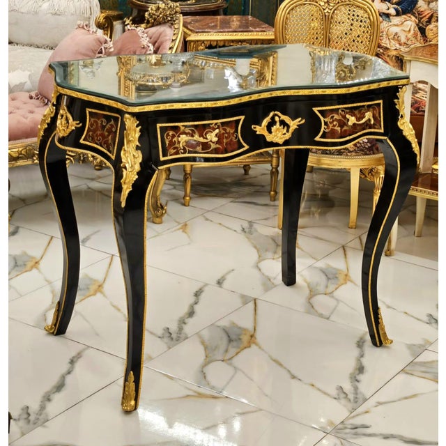 Create a refined workspace with this exceptional French-style writing desk, expertly handcrafted from premium solid...