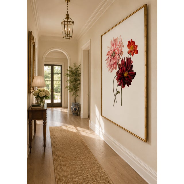 Burgundy Dahlias by Willem Hekking, Vintage Botanical Art Print, 40" X 60" For Sale - Image 8 of 10