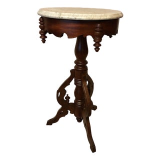 Antique Victorian Style Marble Top Accent Table For Sale