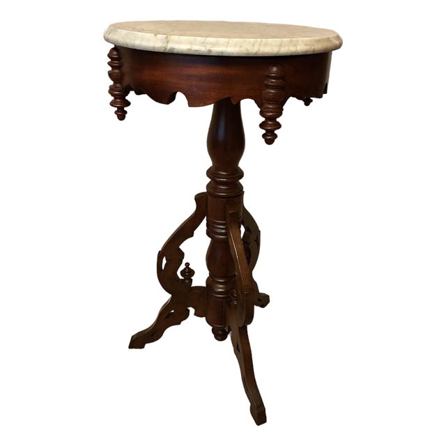 Antique Victorian Style Marble Top Accent Table For Sale